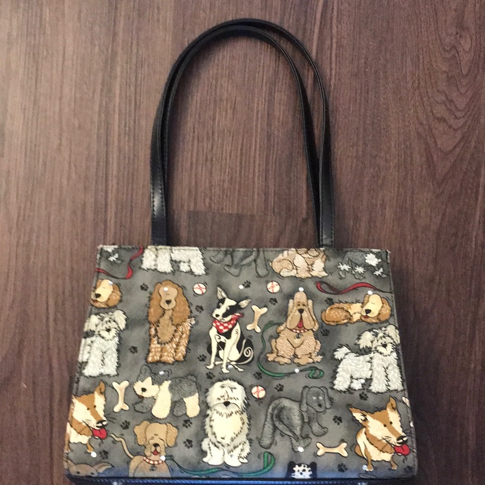 Cute Dog Print Handbag - Shades of Gray/Tan/White - For Ultimate Dog lover! $20